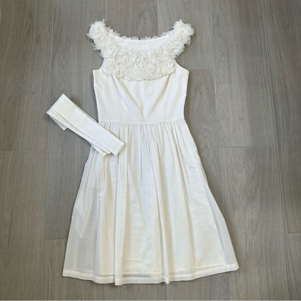 Cream Ruffled Tie Front Sundress for Brides - Picture 2 of 4